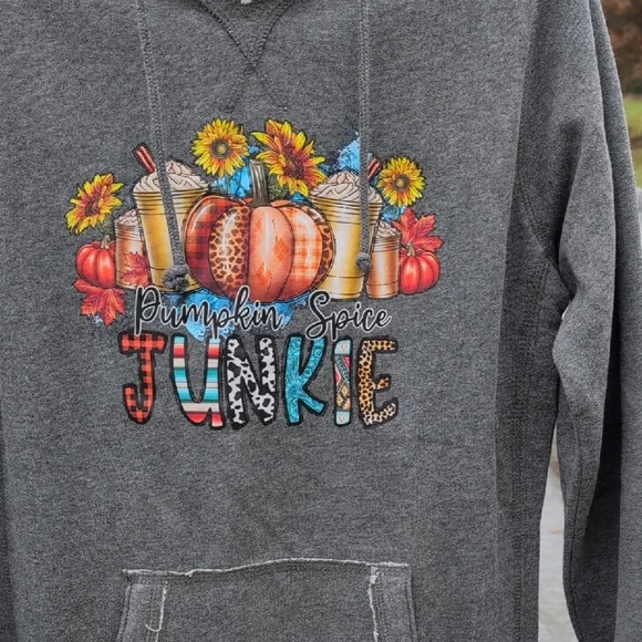 Gray Hoodie with Fall Graphic - Picture 2 of 5